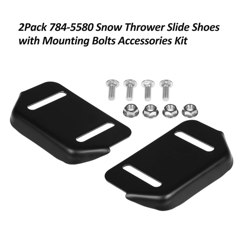 784-5580 Snow Thrower Slide Shoes 2 Pack Skid Shoes with Mounting Hardware for MTD 784-5580-0637 Fits for Cub Cadet Yardman Snow Blower - Image 3