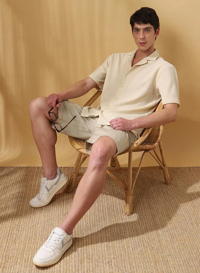 دينيس لينغو قميص رجالي بيج بوليستر بأزرار بقصة مريحة