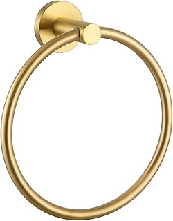 APLusee APLusee Brushed Gold Towel Ring, 7-1/16 in (180mm) Ring Diameter, Hand Towel Holder Stainless Steel Simple Round Towel  - Image 1