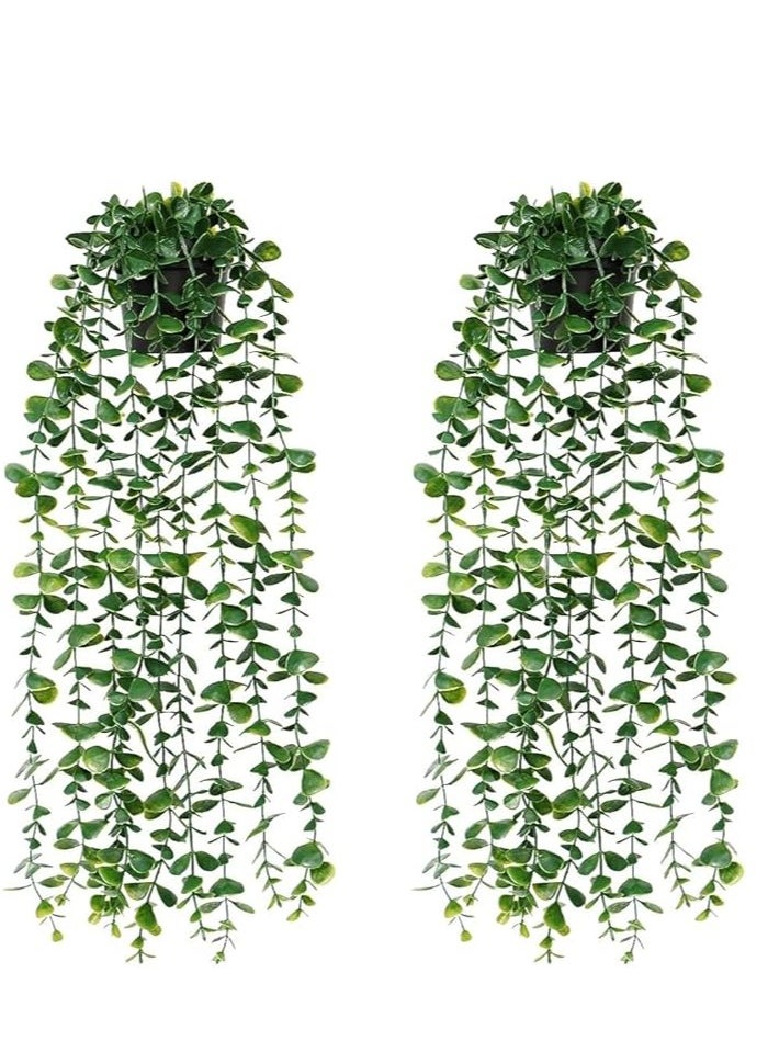 Furtey 3 Pieces Artificial Hanging Plants - Eucalyptus Potted Plants for Office Farmhouse, Fake Leaves Pendant Plants, Indoor Outdoor Wedding Home Decor  - Image 1