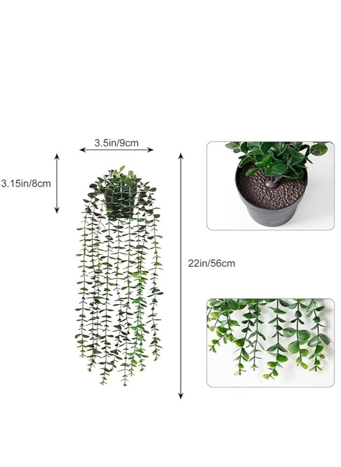 Furtey 3 Pieces Artificial Hanging Plants - Eucalyptus Potted Plants for Office Farmhouse, Fake Leaves Pendant Plants, Indoor Outdoor Wedding Home Decor  - Image 2