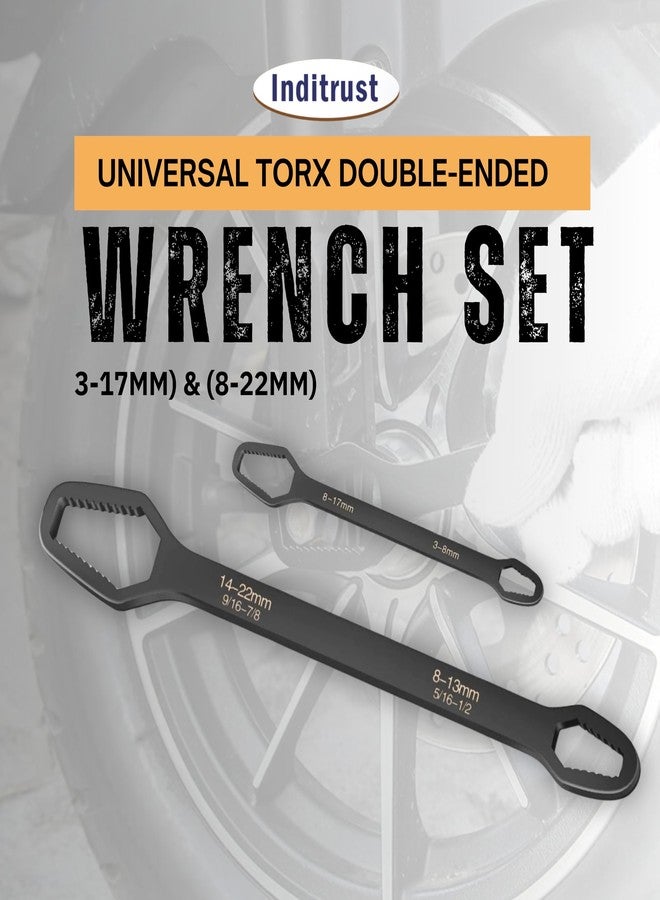 Inditrust 2PCS Universal Torx Wrench Set, Double-Ended Self-Tightening Adjustable Torx Spanner Wrench Tools for Various Screws and Nuts size -(3-17mm) & (8-22mm) - Image 3