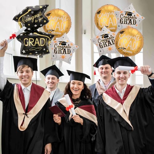 Villorem 7Pcs Congrats Grad Balloons Set Graduation Hat Balloon Class of 2026 Graduation Party Decorations for College High School Grad Party 2026 - Image 5