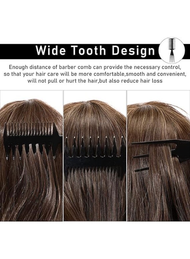 مشط تصفيف مزدوج الجانبين بأسنان عريضة وذيل تقسيم – أداة احترافية لتصفيف الشعر واللحية للرجال والنساء – لون أسود - Image 5