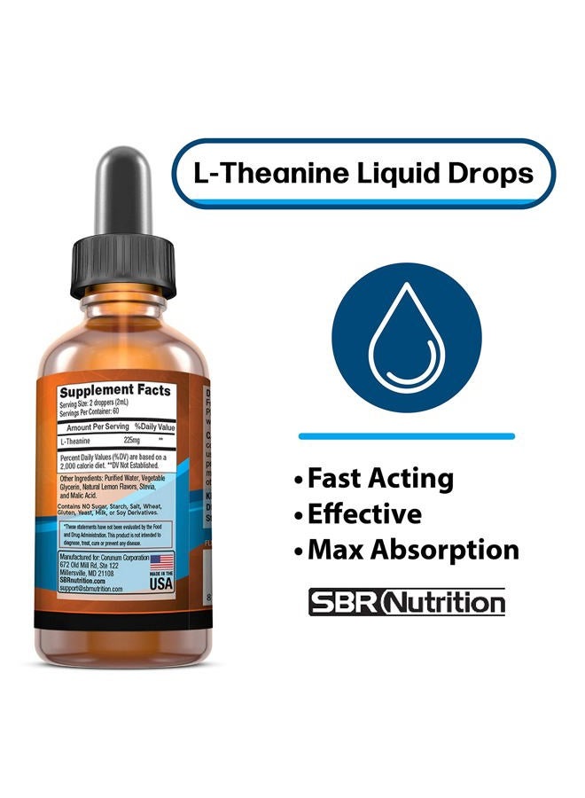 Liquid L-Theanine Drops | All Natural, Vegan, Alcohol Free, Non-GMO | for Sleep Aid, Calm, Relaxation, Focus Without Drowsiness | Synergistic with Coffee or Caffeine