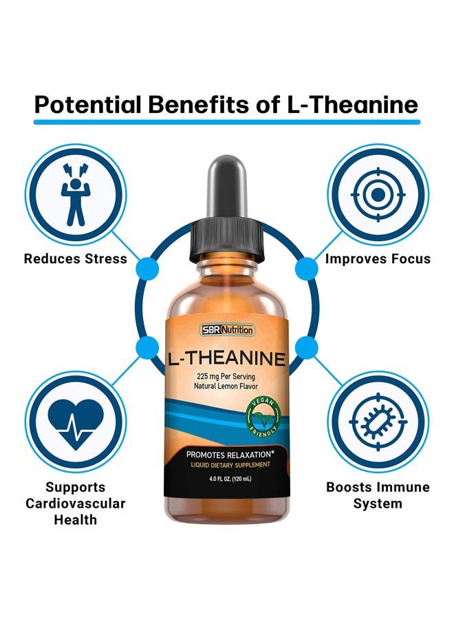 Liquid L-Theanine Drops | All Natural, Vegan, Alcohol Free, Non-GMO | for Sleep Aid, Calm, Relaxation, Focus Without Drowsiness | Synergistic with Coffee or Caffeine