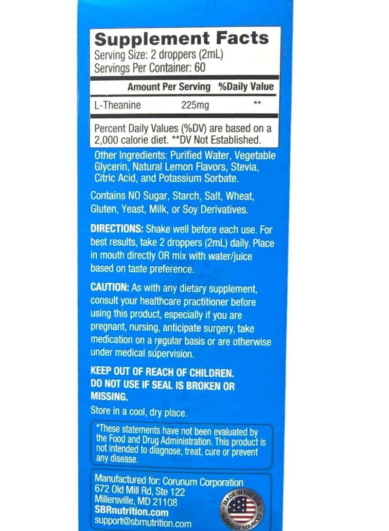 SBR Nutrition Liquid L-Theanine Drops | All Natural, Vegan, Alcohol Free, 120ml - Image 2