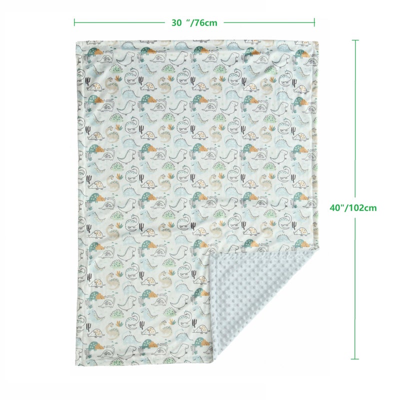 CREVENT Fuzzy Baby Nursery Blanket for Boys Soft Plush Receiving Gift for Newborns, All Season Use - Dinosaur 30x40 Inches - Image 5