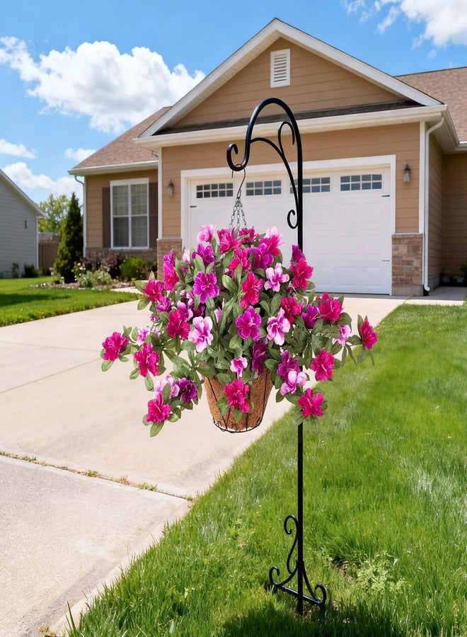 Ammyoo Artificial Hanging Flowers for Outdoors Hanging Baskets, 3 Pcs Fake Silk Flower with Hanging Baskets Planter for Spring Summer Garden Porch Patio Yard Outside Decor - Image 2