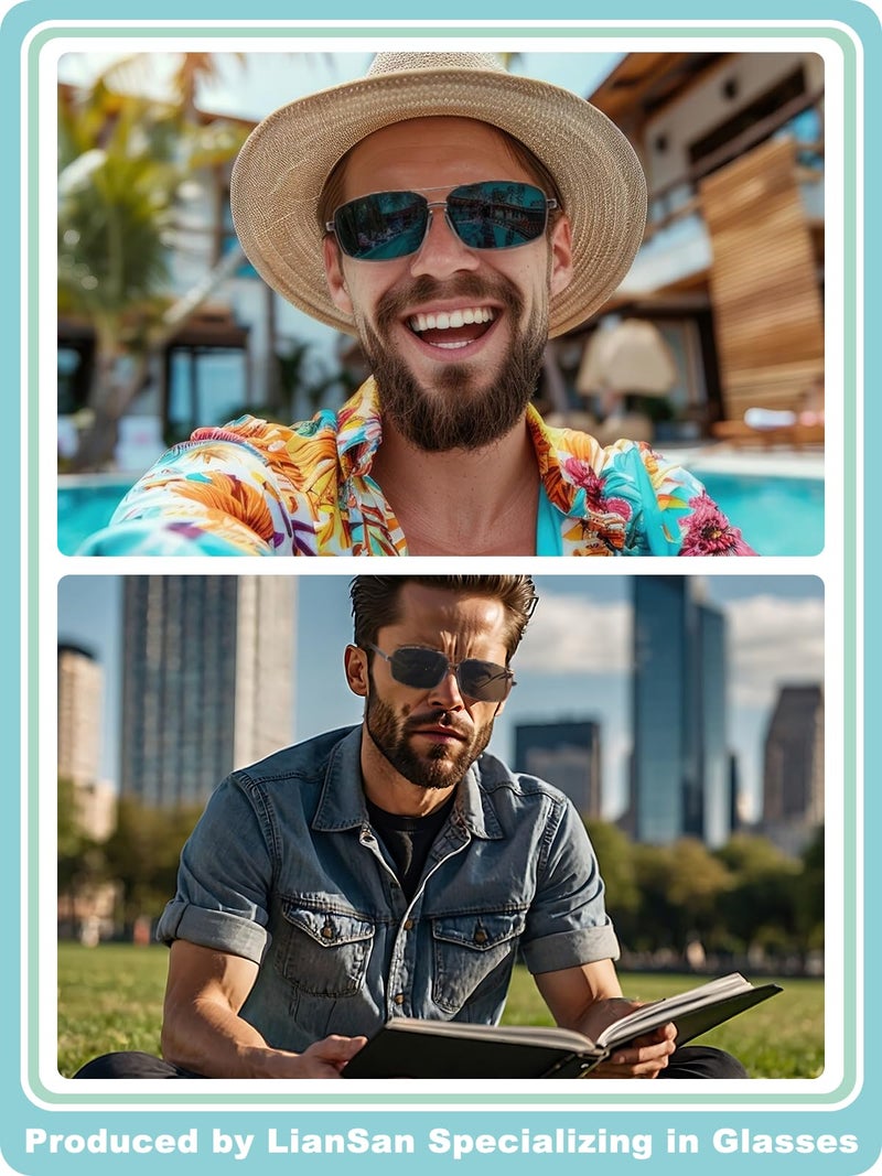 Liansan Retro Polarized Bifocal Sunglasses For Men Women Metal Frame Top Clear Sun Readers With Uv Protection Anti Glare(Gunmetal 1.50X) - Image 2