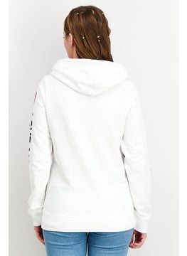 Love Moschino Women Hooded Full Zip Printed Sweatshirts, White  - Image 4
