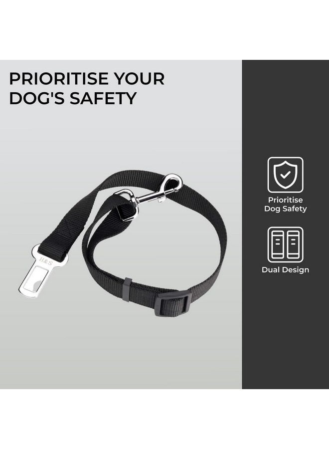 إتش آند إس حزام أمان للكلاب من H&S للسفر بالسيارة - حزام أمان قابل للتعديل من النايلون للكلاب مع مشابك فولاذية - قطعتان - حزام أسود لضبط الرصاص مع مشبك تثبيت لسلامة الكلب - Image 4