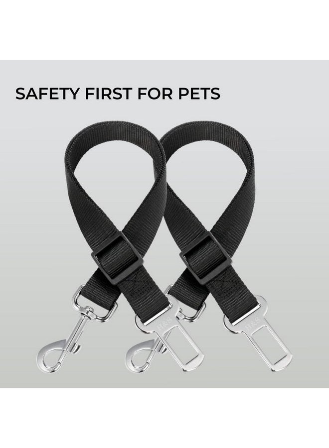 إتش آند إس حزام أمان للكلاب من H&S للسفر بالسيارة - حزام أمان قابل للتعديل من النايلون للكلاب مع مشابك فولاذية - قطعتان - حزام أسود لضبط الرصاص مع مشبك تثبيت لسلامة الكلب - Image 5