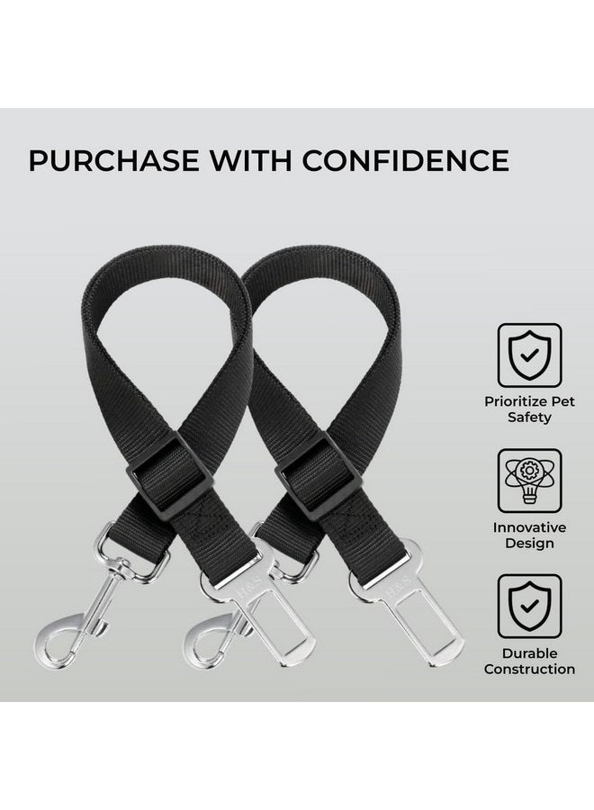 إتش آند إس حزام أمان للكلاب من H&S للسفر بالسيارة - حزام أمان قابل للتعديل من النايلون للكلاب مع مشابك فولاذية - قطعتان - حزام أسود لضبط الرصاص مع مشبك تثبيت لسلامة الكلب - Image 3