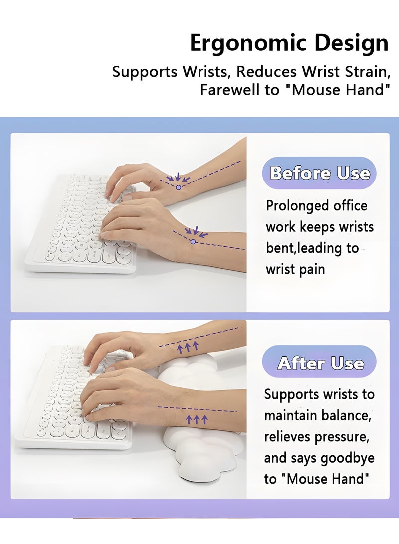 Keyboard Wrist Rest Set with Cup Coaster PU Memory Foam Non-Slip Cloud Wrist Rest for Typing Pain Relief Ergonomic Keyboard Mouse Wrist Support for Mouse Keyboard Computer Elbow Pad Arm Rest Mouse Wrist Cushion(Keyboard not Included) - Image 2