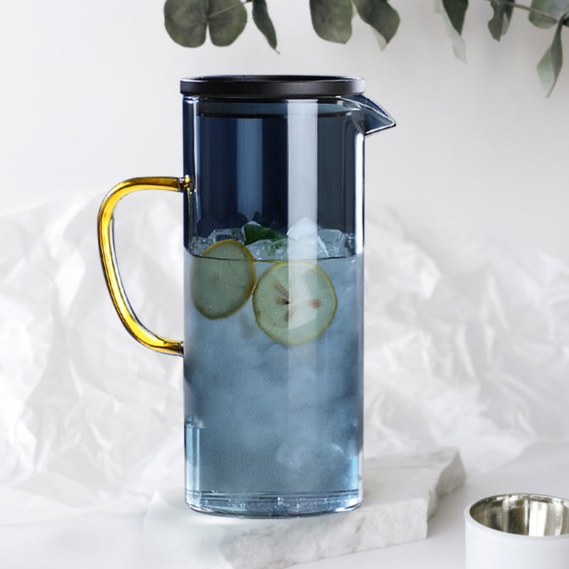 1Pc Large Capacity Glass Water Pot Glass Bottle Juice Jug (Black) - Image 2
