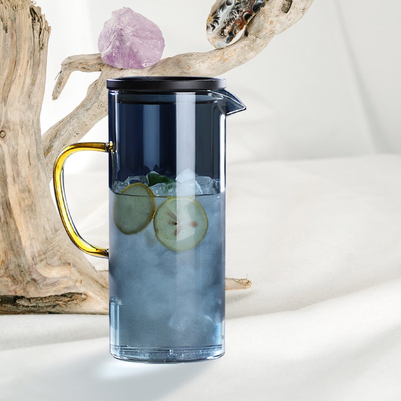 1Pc Large Capacity Glass Water Pot Glass Bottle Juice Jug (Black) - Image 1