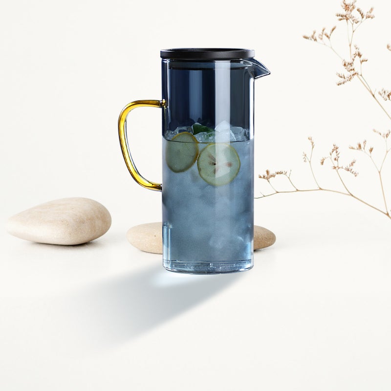 1Pc Large Capacity Glass Water Pot Glass Bottle Juice Jug (Black) - Image 3