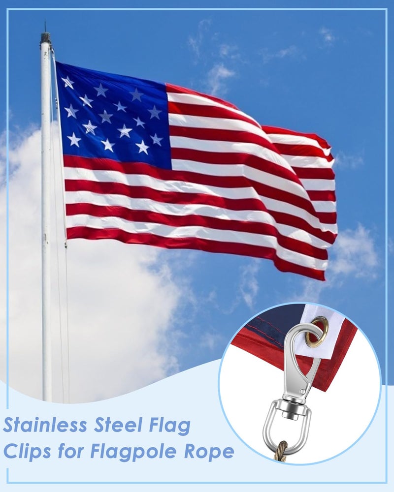 Pacetap Swivel Eye Snap Hooks  Stainless Steel Flag Clips 3.5 Inch Swivel Snap Hook Heavy Duty Diving Clips Spring Hooks For Flagpole Rope  Dog Leashes  Keychains  Boat Ropes  Bird Feeders(2 Pack) - Image 5