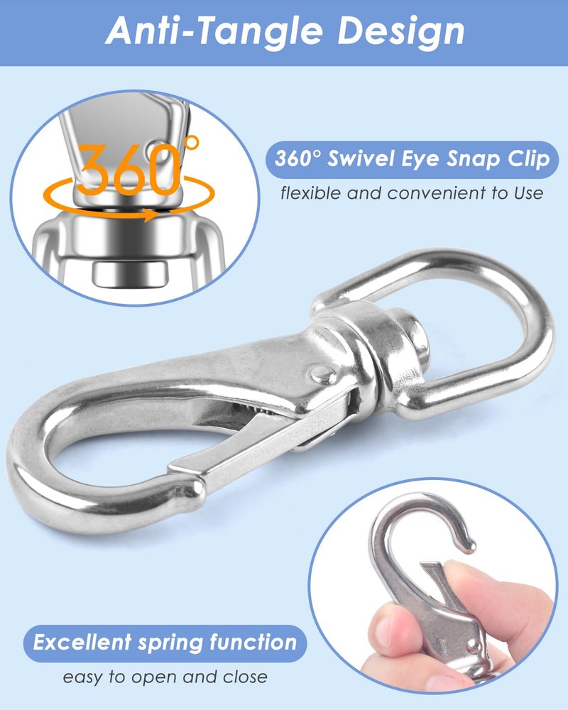 Pacetap Swivel Eye Snap Hooks  Stainless Steel Flag Clips 3.5 Inch Swivel Snap Hook Heavy Duty Diving Clips Spring Hooks For Flagpole Rope  Dog Leashes  Keychains  Boat Ropes  Bird Feeders(2 Pack) - Image 4
