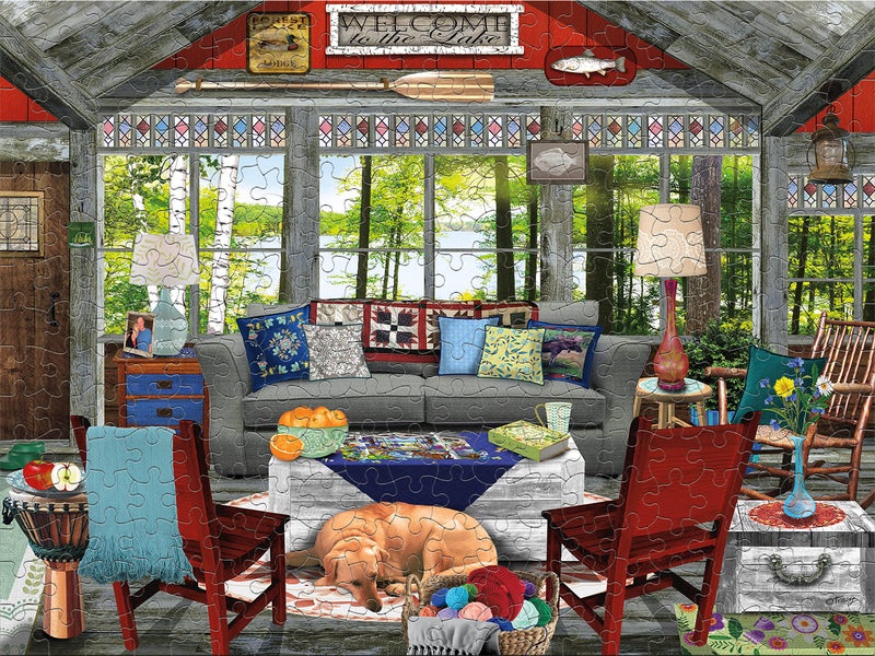 Ceaco - Tracy Flickinger - Lake Cabin - Oversized 300 Piece Jigsaw Puzzle, 24 x 18 - Image 3