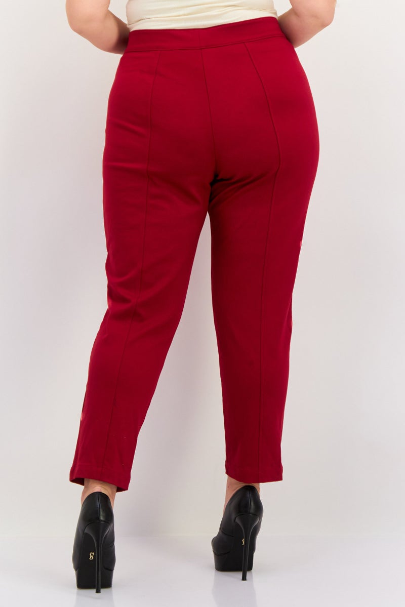 ANNE KLEIN Women Plain Pull On Leggings, Red - Image 3