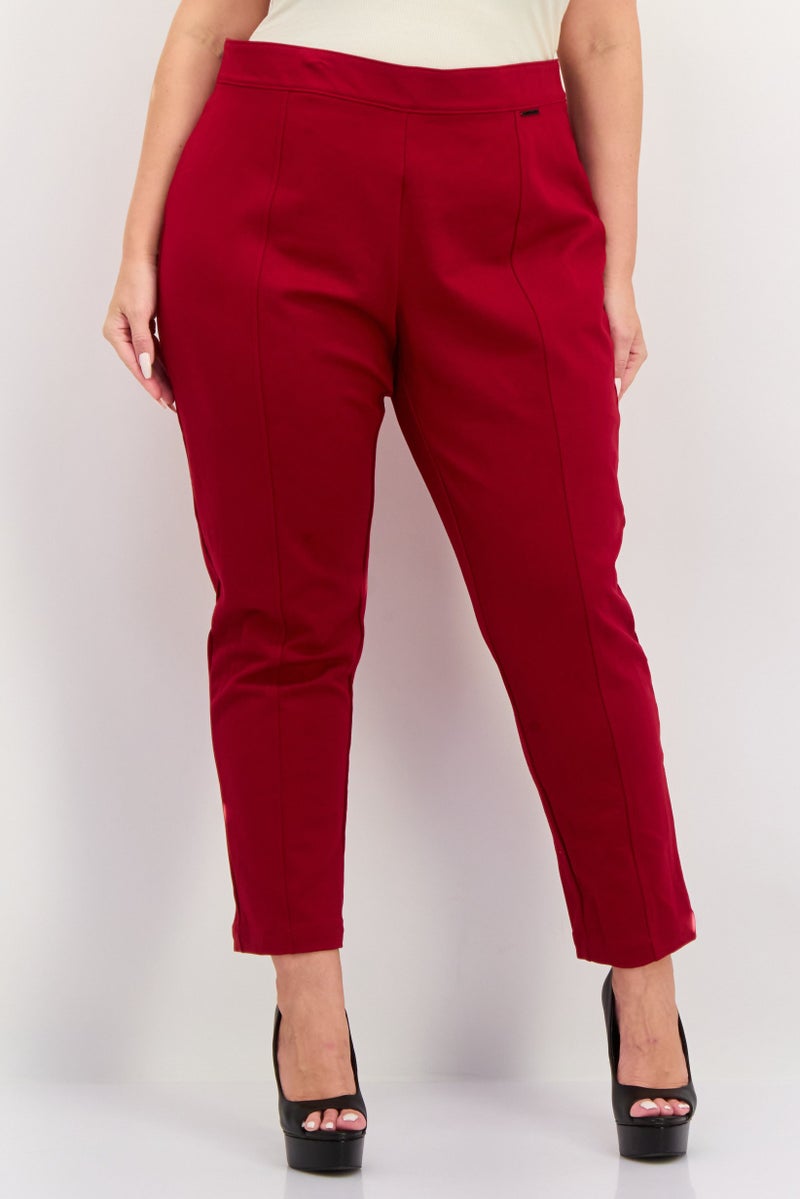 ANNE KLEIN Women Plain Pull On Leggings, Red - Image 1