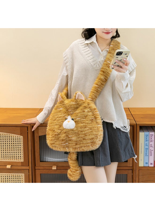 Cute Plush Cat Bag Women's Large Capacity Tote Bag Crossbody Shoulder Bag Handbag Style Bag-Color:Gray-Height:35*35cm（0.23kg） - Image 4