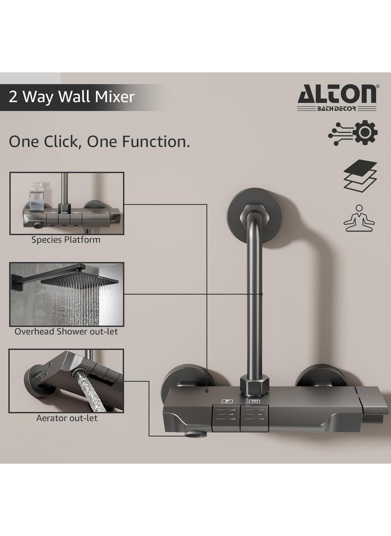 Alton ALTON ALM35015 Modern Wall Mixer for Bathroom with 225mm LBend Set Bathroom Shower System Shower Mixer for Bathroom with Handy Storage Space for Essentials Mixer Tap for Bathroom Grey  - Image 2