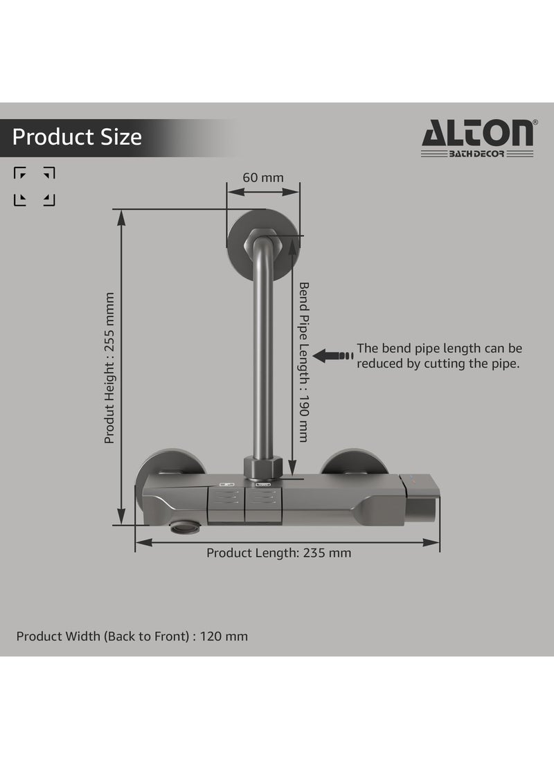 Alton ALTON ALM35015 Modern Wall Mixer for Bathroom with 225mm LBend Set Bathroom Shower System Shower Mixer for Bathroom with Handy Storage Space for Essentials Mixer Tap for Bathroom Grey  - Image 5