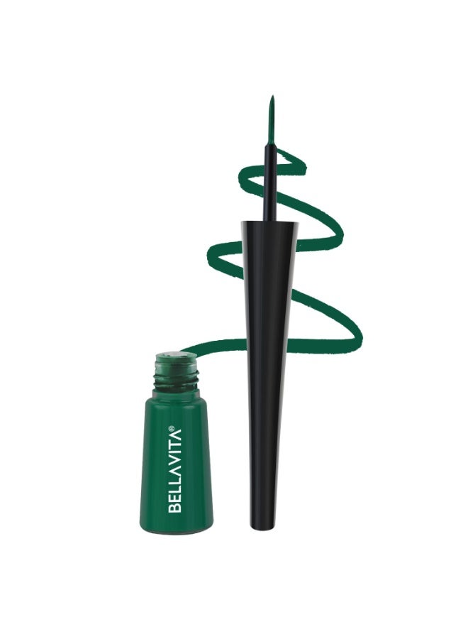 Bella Vita Organic Intense Drama Waterproof Eyeliner, Green, Matte Finish, Smudge-Proof, Fast-Drying, Felt Tip Applicator, Enriched with Biotin, 3.5 ml - Image 1