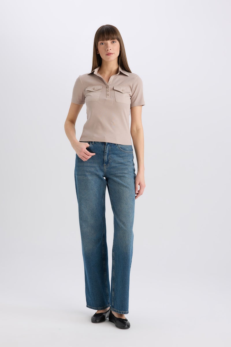 DeFacto Woman Slim Fit Ribbed Camisole Pocketed Polo Shirt  - Image 4