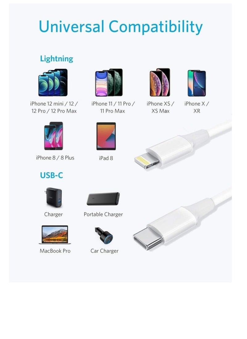 Raxoom USB C to Lightning Cable Fast Charging 20W 2Pack 3FT MFi Certified for iPhone 13/13ProMax/13Mini/12/12 Mini/12 ProMax, Lightning to USB-C Cable Compatible with iPhone11/11Pro/11Pro MAX/XS MAX - Image 4