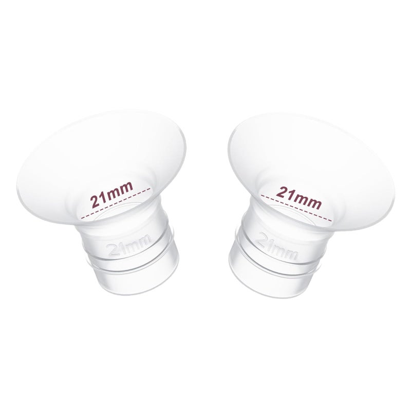 2 قطع إدخالات فلانج 21 مم لحجم الحلمة 17 مم و20 مم تناسب مضخة الثدي Momcozy S12 Pro وS9 Pro وM5 وS9 وS12 وS19 وS21 وS23 وElvie وWillow وlansinoh وMedela وSpectra وTSRETE وEkmaier وMomMed 24 مم فلانج إلى 21 مم