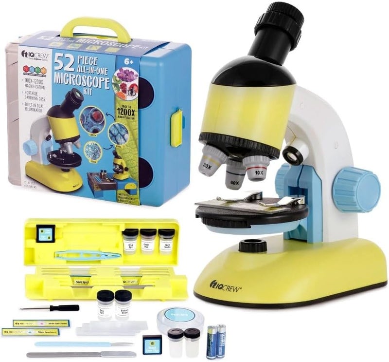 AmScope AmScope IQCREW  100X1200X Compound Starter Microscope Kit wDual LED Illuminators Disc Condenser Carrying CaseMobile Lab Table and Accessory Kit for Ages 8  M44KT  - Image 1