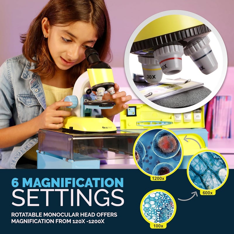 AmScope AmScope IQCREW  100X1200X Compound Starter Microscope Kit wDual LED Illuminators Disc Condenser Carrying CaseMobile Lab Table and Accessory Kit for Ages 8  M44KT  - Image 4