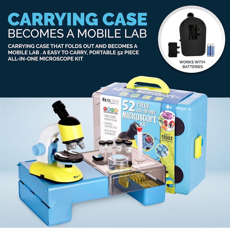 AmScope AmScope IQCREW  100X1200X Compound Starter Microscope Kit wDual LED Illuminators Disc Condenser Carrying CaseMobile Lab Table and Accessory Kit for Ages 8  M44KT  - Image 2