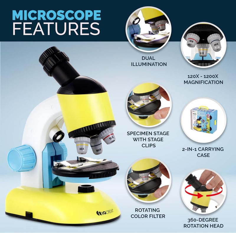 AmScope AmScope IQCREW  100X1200X Compound Starter Microscope Kit wDual LED Illuminators Disc Condenser Carrying CaseMobile Lab Table and Accessory Kit for Ages 8  M44KT  - Image 3