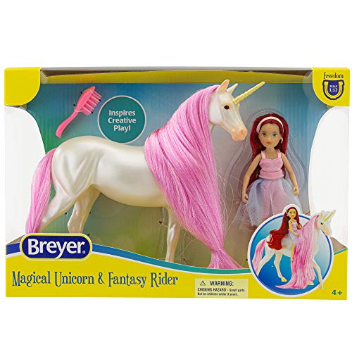 Breyer Horses Freedom Series Unicorn and Rider Set | Sky & Meadow | Fantasy Horse and Rider Set | Horse Toy | 9.75" x 7" | 1:12 Scale | Model #61147 - Image 3