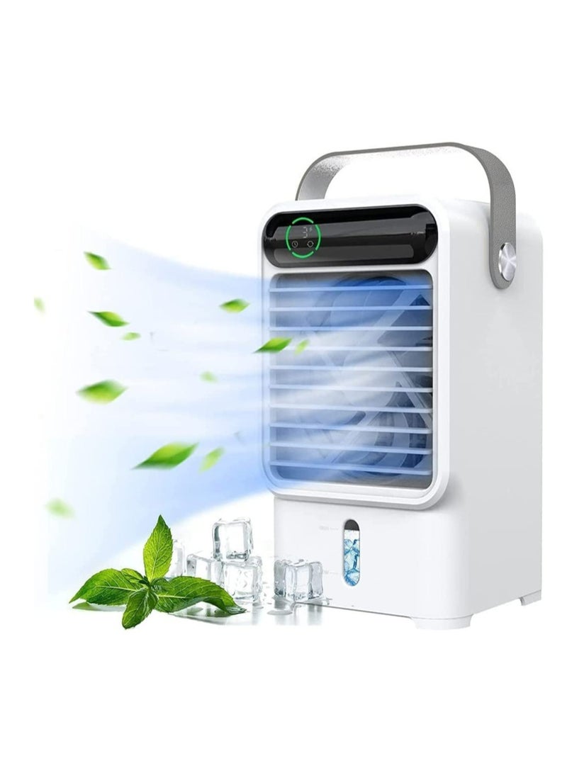 Portable Air Conditioner 4 in 1 Evaporative Air Cooler with 3 Wind Speeds Quiet Personal Mini Air Conditioner with Handle LED Light Humidifier/Timing Function for Home Office and Room - Image 1