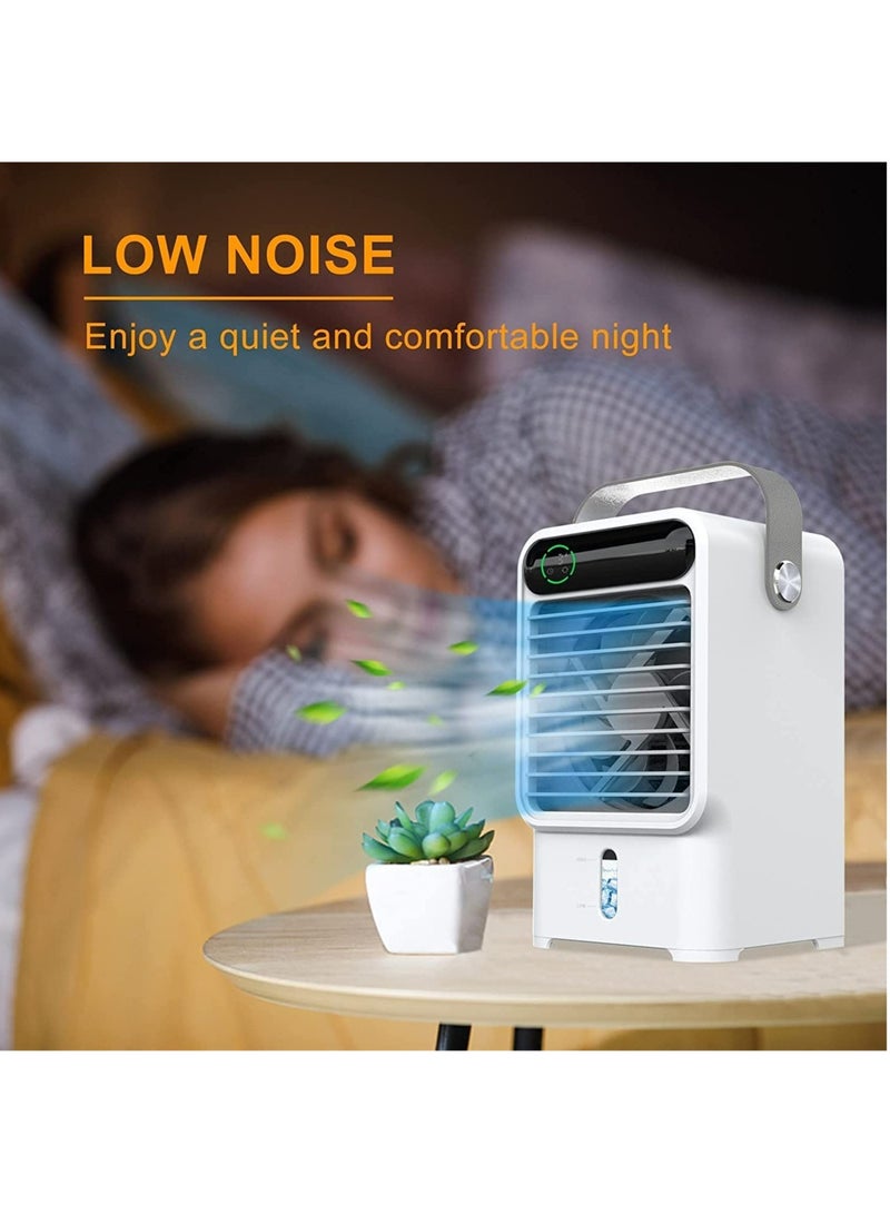 Portable Air Conditioner 4 in 1 Evaporative Air Cooler with 3 Wind Speeds Quiet Personal Mini Air Conditioner with Handle LED Light Humidifier/Timing Function for Home Office and Room - Image 2