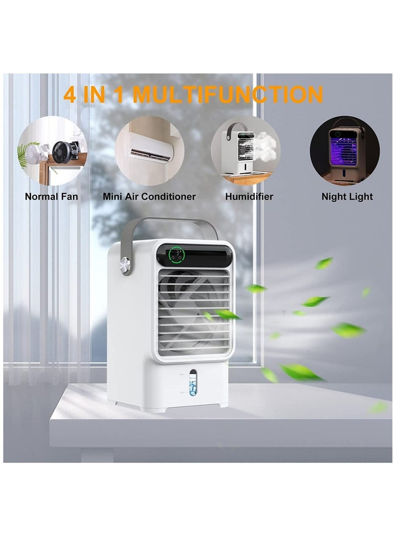 Portable Air Conditioner 4 in 1 Evaporative Air Cooler with 3 Wind Speeds Quiet Personal Mini Air Conditioner with Handle LED Light Humidifier/Timing Function for Home Office and Room - Image 3