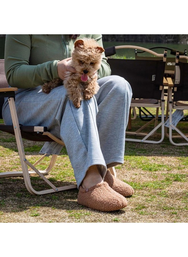HomeTop Women's Fuzzy Curly Fur Memory Foam Loafer Slippers Bedroom House Shoes with Polar Fleece Lining (9-10 US,Tan)  - Image 2