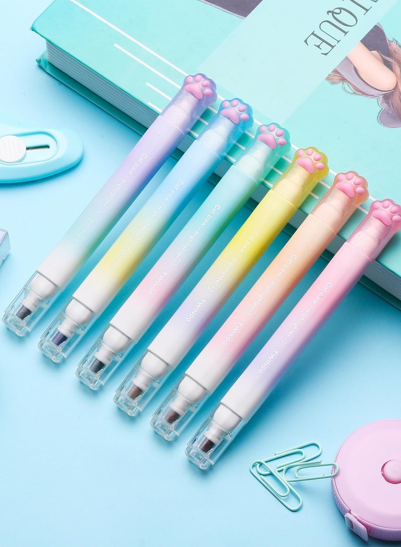 SOLARAE Highlighters Cute Aesthetic Dual Tip Highlighters Assorted Colors No Bleed Bible Highlighters Double Head Highlighters Cute Pastel Highlighter Set for Office Diary Plan Notes School Supplies 6 Pcs - Image 4