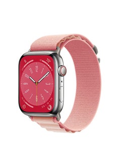 Alpine Loop for Apple Watch Band 42mm 44mm 45mm 49mm Rugged Nylon Sports Solo Loop Woven Wristband with Metal Hook For iWatch Series 8/7/6/5/4/3/2/1/SE/Ultra Women Men - Light Pink