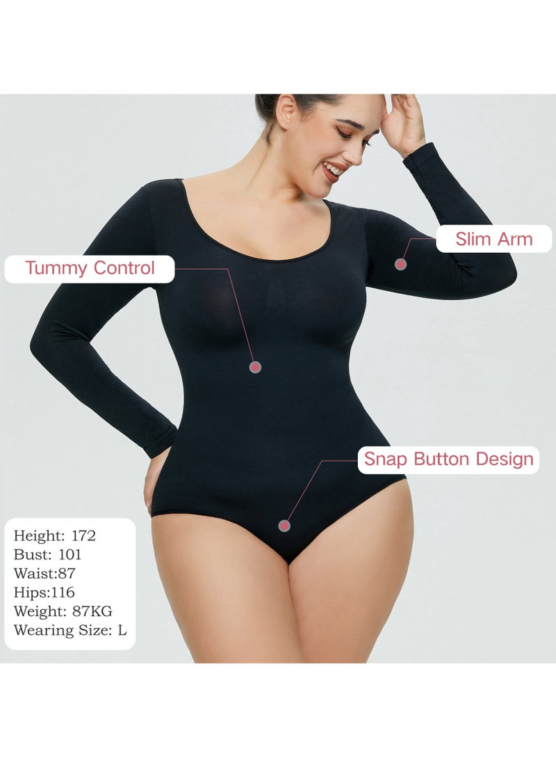 RedMapleTEK 2-PACK Postpartum Long-sleeved Seamless Bodycon Underwear Bottoming Shirt - Image 3