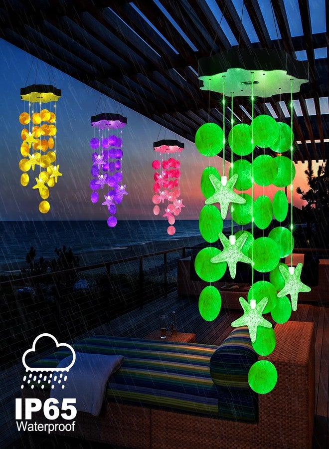 Toodour Solar Wind Chimes for Outside, Birthday Gifts for Women Mom Grandma, Waterproof 2 Modes Shells Solar Powered Outdoor Lights for Patio Holiday Garden Porch Yard Outdoor Decor - Blue & Green - Image 4
