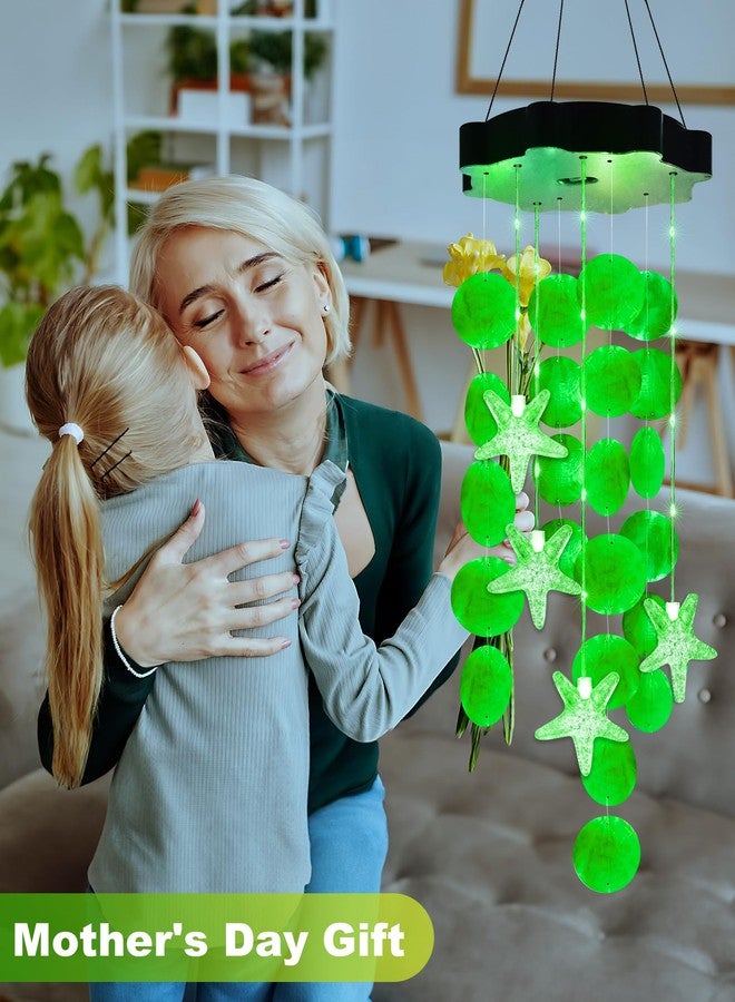Toodour Solar Wind Chimes for Outside, Birthday Gifts for Women Mom Grandma, Waterproof 2 Modes Shells Solar Powered Outdoor Lights for Patio Holiday Garden Porch Yard Outdoor Decor - Blue & Green - Image 2
