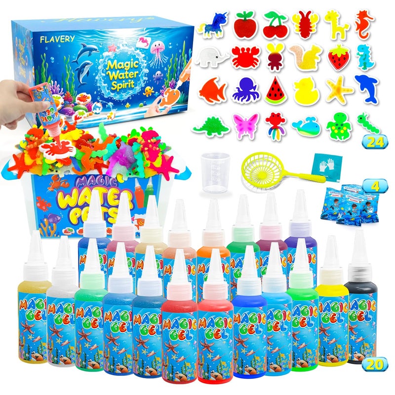 Flavery Magic Water Elf Toy Kit Fairy Water Gel Kit with 20 Magic Gels and 24 Shape Molds Craft for Kids Aqua Squishy DIY Set Birthday Gifts Water Pets - Image 2