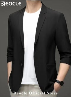 REOCLE Men's Casual Knit Blazer Business Suit Jacket Slim Fit 2 Button Lightweight Unlined Sport Coat Long-Sleeve Classic-fit Blazer  - Image 4